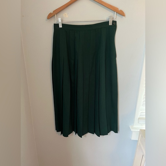 Talbots Dark Green Midi Skirt, pleated 100% wool - Picture 1 of 10